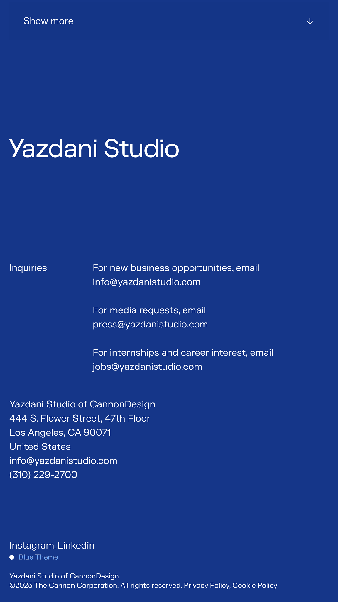 Yazdani Studio — mobile view 2